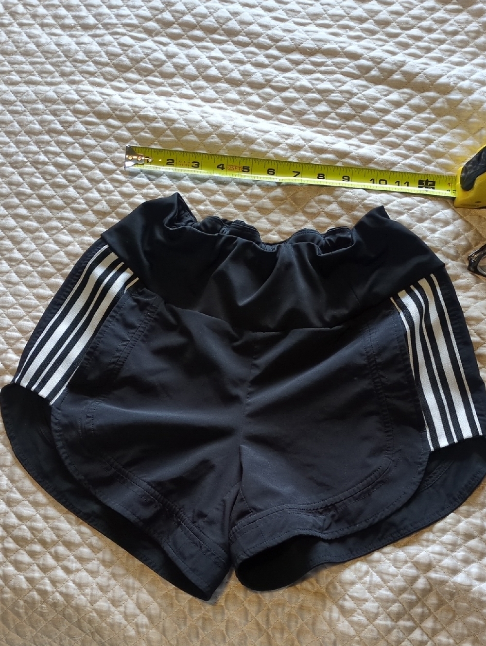 Athleta Black Athletic Shorts with White Side Stripes
